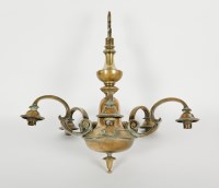 Lot 504 - EARLY VICTORIAN BRASS FOUR LIGHT CHANDELIER...