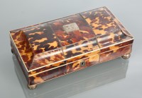 Lot 506 - GEORGE III TORTOISESHELL JEWELLERY CASKET of...