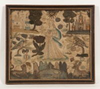 Lot 515 - CHARLES II SILK STUMPWORK PANEL CIRCA 1670,...