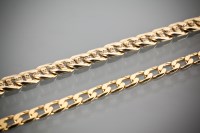 Lot 1144 - TWO NINE CARAT GOLD CHAINS with oval links,...