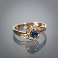 Lot 1151 - BLACK OPAL AND DIAMOND DRESS RING the round...
