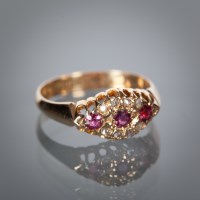 Lot 1180 - VICTORIAN RUBY AND DIAMOND DRESS RING the...