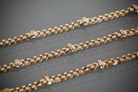 Lot 1186 - TWO NINE CARAT GOLD NECKLACES AND A NINE CARAT...