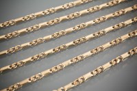 Lot 1199 - FIVE NINE CARAT GOLD NECKLACES AND A NINE...