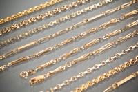 Lot 1222 - FIVE NINE CARAT GOLD NECKLACES AND FIVE NINE...