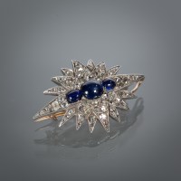 Lot 1268 - LATE VICTORIAN SAPPHIRE AND DIAMOND BROOCH the...