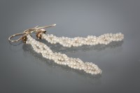 Lot 1279 - PAIR OF SEED PEARL DROP EARRINGS each formed...