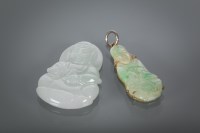 Lot 1309 - CHINESE JADE BUDDHA PENDANT AND ANOTHER CARVED...