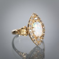 Lot 1322 - VICTORIAN STYLE OPAL AND DIAMOND DRESS RING...