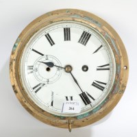 Lot 264 - BRASS SHIPS BULKHEAD CLOCK with circular...