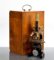 Lot 275 - ERNEST LEITZ WETZLER MICROSCOPE with three...