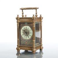 Lot 280 - LATE 19TH CENTURY FRENCH BRASS ENAMEL CARRIAGE...