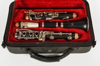 Lot 374 - GERMAN W SCHRIEBER Bb CLARINET in hard case.