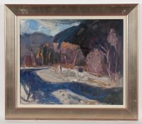 Lot 1749 - SHEILA MACMILLAN TREES BY THE RIVER FESHIE oil...