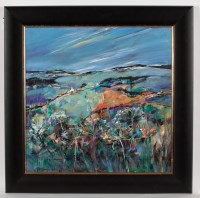 Lot 1785 - SHELAGH CAMPBELL BLUE REMEMBERED HILLS acrylic...