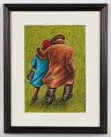 Lot 1791 - GRAHAM MCKEAN BINGO NIGHT pastel on paper,...