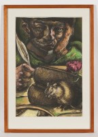 Lot 1811 - PETER HOWSON OBE THE YOUNG RABBIE BURNS colour...