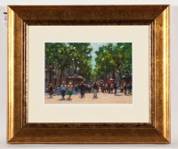 Lot 1832 - * JOHN MACKIE LAS RAMBLAS, BARCELONA pastel on...