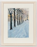 Lot 1849 - ALICK GRAY ROUKEN GLEN IN THE SNOW pastel on...