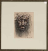 Lot 2154 - * PETER HOWSON OBE, CHRIST mixed media on...