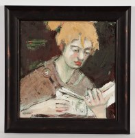 Lot 1939 - BASIA ROSZAK THE READER oil on canvas, signed...