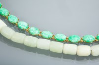 Lot 11 - CHINESE STONE NECKLACE AND A JADE BRACELET the...