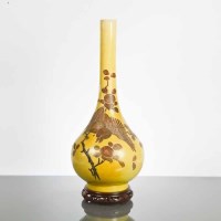 Lot 21 - CHINESE YELLOW GLAZED VASE with tall narrow...