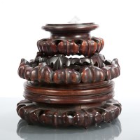 Lot 35 - FIVE CHINESE WOOD STANDS all of circular shape,...