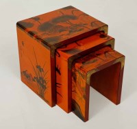 Lot 82 - JAPANESE LACQUERED NEST OF THREE TABLES of...
