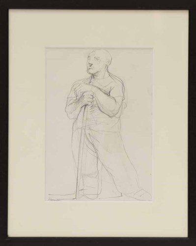 Lot 2171 - * PETER HOWSON OBE, STUDY OF A MAN pencil on...