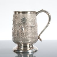 Lot 176 - INDIAN SILVER TANKARD decorated with a...