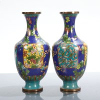 Lot 229 - PAIR OF CHINESE CLOISONNE VASES with baluster...