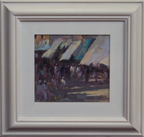 Lot 2192 - * J.D. HENDERSON, THE MARKET, ASWAN oil on...