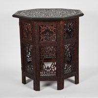 Lot 14 - EARLY 20TH CENTURY BURMESE CARVED TEAK TABLE...