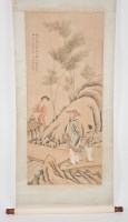 Lot 19 - CHINESE PAINTED SCROLL depicting a male figure...