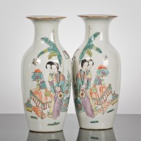 Lot 21 - PAIR OF CHINESE CERAMIC VASES of baluster form...