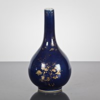 Lot 36 - CHINESE BLUE GLAZE VASE with cylindrical neck...