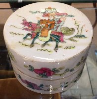 Lot 37 - CHINESE FAMILLE ROSE LIDDED BOX of circular...