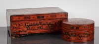 Lot 103 - TWO INDIAN LACQUERED BOXES one of rectangular...