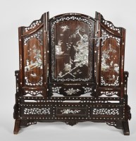Lot 107 - CHINESE MOTHER OF PEARL INLAID THREE FOLD...