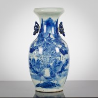 Lot 112 - CHINESE BLUE AND WHITE VASE of baluster form...