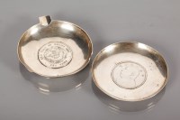 Lot 114 - TWO CHINESE SILVER ASHTRAYS each of circular...