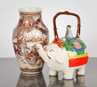 Lot 145 - JAPANESE SATSUMA VASE AND A CHINESE CERAMIC...