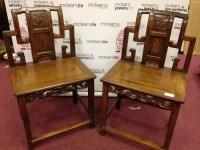Lot 192 - PAIR OF CHINESE CHAIRS the carved pierced...