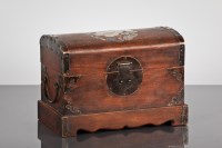Lot 196 - CHINESE WOODEN AND MOTHER OF PEARL CASKET the...