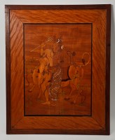 Lot 224 - INDIAN MARQUETRY AND IVORY INLAID WOODEN PANEL...