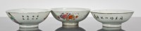 Lot 245 - THREE CHINESE FAMILLE ROSE BOWLS of circular...