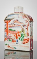 Lot 246 - CHINESE FAMILLE ROSE TEA CANISTER decorated...