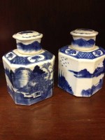Lot 250 - PAIR OF CHINESE BLUE AND WHITE CANISTERS with...