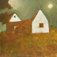 Lot 1897 - * DONALD MACLEOD, MOONLIT FIELD oil on boxed...